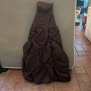 Brown strapless prom dress/ball gown, size 6